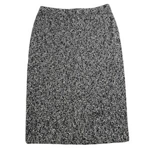 NWT Talbots skirt women's 14 black cream wool career Italian boucle tweed VTG
